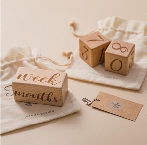 Style nordique bébé <span class=keywords><strong>naissance</strong></span> pleine lune jalons commémoratifs Photo en bois bloc de pendule numérique croissance bloc de bois commémoratif - Product Image 3