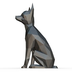 Adorno navideño Min Pin Mini Pin <span class=keywords><strong>Doberman</strong></span> estatuilla fibra de vidrio resina Hormigón Acero inoxidable miniatura Pinscher estatua de jardín - Product Image 2