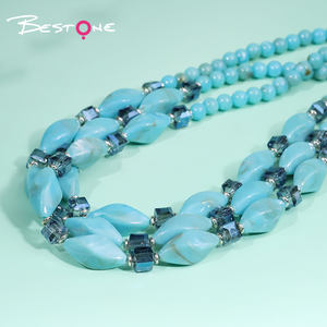 Collar de Cuentas Grandes de Acrílico Estilo Bohemio Azul Personalizado Bestone - Product Image 4