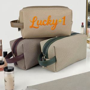 Trousse de Maquillage en Toile Brodé Moderne, Durable et de Haute Qualité, avec Fermeture Éclair, Respirante, Imperméable, Ultra-légère, Pliable et Grande Capacité - Product Image 1