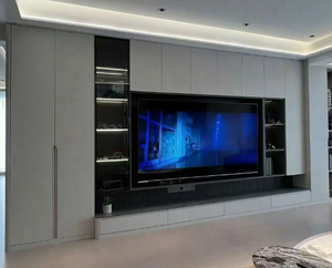 Gabinete de TV moderno sólido Kayu Diseño de montaje en pared en estilo de madera de tablero de partículas - Product Image 6