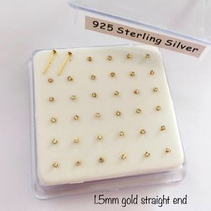 Boucles d'oreilles en argent sterling Gaby S925, clous d'<span class=keywords><strong>oreille</strong></span> en cristal de 1,5 mm, anneau de nez, bijoux de piercing tendance avec placage or pour les mariages - Product Image 6