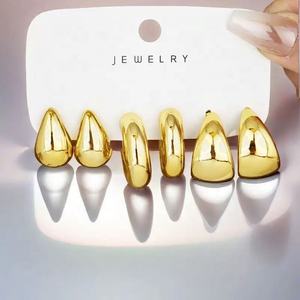 Conjunto de 3 Piezas de Aretes de Gota de Agua en Forma de C, Estilo Europeo Americano, Simple y Creativo - Product Image 2