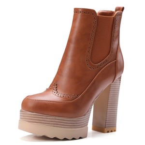 <span class=keywords><strong>Botas</strong></span> Cortas de Otoño e Invierno para Mujer, Estilo Europeo y Americano, Tacón <span class=keywords><strong>Grueso</strong></span>, Plataforma Impermeable, Botines de Tubo Corto - Product Image 5