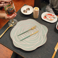 Tapis de table décoratif en PVC souple à isolation thermique moderne Tapis d'assiette de fête de restaurant Tapis d'assiette d'estampage à chaud de tasse de café