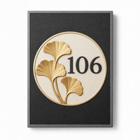 Plaque de numéro de chambre artisanale Botanical Relief, panneau décoratif pour porte ou mur d'hôtel et d'appartement, en jonc de mer et roseau