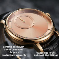 Montre mécanique entièrement personnalisée avec logo de marque privée OEM, mouvement automatique 8215, heure errante, cadran saumon, or rose, luminescence suisse