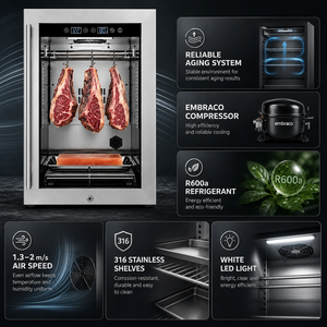 Refrigerador Comercial de 52L para Maduración en Seco de Carne, Gabinete de Maduración de Carne 1-22 ° C 50-85% RH para Restaurantes de Carnes, Carnicerías y Bodegas - Product Image 6
