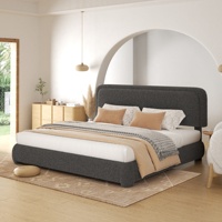 Flanell-Signatur-Kingsize-Bettgestell mit Verstellbarem, Faltbarem Design und Maschinenwaschbarem Stoffbezug für Einfache Reinigung