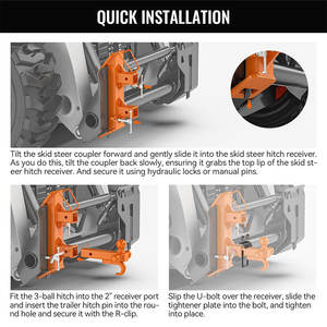 <span class=keywords><strong>Attelage</strong></span> robuste pour mini-chargeuse Ambull Factory, capacité de remorquage de 20 000 lb, pour mini-chargeuse avec attache de 2 pouces - Product Image 5