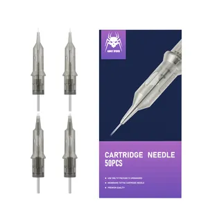 Cartucho de agulha para maquiagem, 50 pçs/caixa rl/rs/rm/m1 tamanho, descartável, seguro, esterilizado, cartucho de agulha de maquiagem permanente para máquina de tatuagem