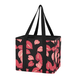 Bolsas de Compras Plegables Reutilizables con Diseño de Flor de Anturio Hawaiano, Cestas de Almacenamiento Plegables con Asas Largas - Product Image 2