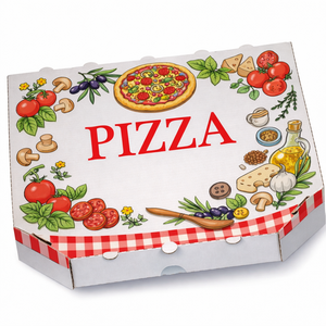 Cajas para Pizza con Ranuras, Caja de Embalaje con Logotipo Personalizado, Varios Tamaños, Corrugado, Alta Calidad, Reciclado, Impermeable, Portátil - Product Image 2