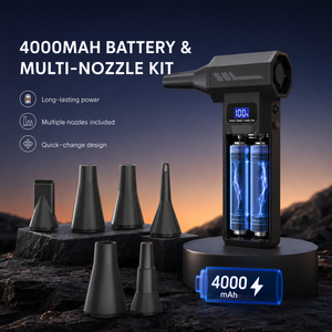 Soplador de Aire Turbo Portátil Inalámbrico de 4000mAh con 4 Velocidades, Pantalla LED y 5 Boquillas, Ventilador Turbo para Limpieza de Teclados y Autos - Product Image 4