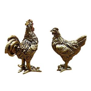 实心黄铜公鸡母鸡雕像文化创意小工艺品黄铜家居餐桌装饰装饰品 - Product Image 2