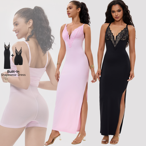 Robe de soirée moulante <span class=keywords><strong>en</strong></span> dentelle pour femme avec soutien-gorge intégré, contrôle du ventre, robe de soirée fendue, robe moulante maxi - Product Image 1