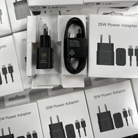 Chargeur mural USB rapide S24 A55 A25, adaptateur super rapide 25W, prise EU 2 broches avec câble TYPE-C 3A DA705 pour Samsung Galaxy T2510