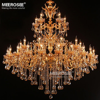 MEEROSEE Grand Lustre Royal en Cristal Doré Lampe Lustres Projet Éclairage Hôtel Restaurant Luminaire Lumières MD81286