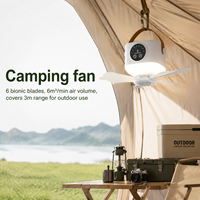Ventilateur portable suspendu à batterie haute capacité avec moniteur intelligent, mini-ventilateur de plafond sans fil pour situations d'urgence et coupures de courant