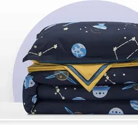 Style simple fantaisie galaxie impression couette ensemble literie 7 pièces enfants literie couette housse de couette
