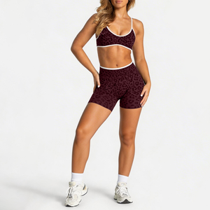 Nouvel Arrivage <span class=keywords><strong>Ensemble</strong></span> de <span class=keywords><strong>Sport</strong></span> Sans Couture pour <span class=keywords><strong>Femme</strong></span>, Imprimé Léopard, Séchage Rapide, avec Short Taille Haute Effet Push-Up et Soutien-Gorge Respirant, pour Yoga et Gym - Product Image 5