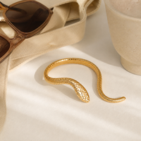 Ensemble de bagues et bracelets ajustables en forme de serpent doré, style exagéré et haut de gamme, pour femme
