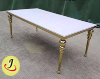Table de réception de mariage moderne de luxe pour l'extérieur, mobilier d'hôtel, en acier inoxydable, forme rectangulaire, argent/or/or rose, marbre