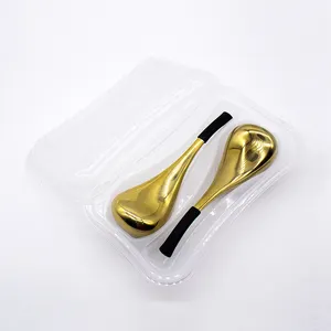 勺子形金色魔术冰球水疗面部和颈部冷却按摩器 (2件套)
