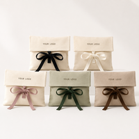 Pochette en toile anti-poussière avec nœud en ruban de coton, pochette à bijoux, emballage cadeau personnalisé avec logo imprimé, vente en gros, rangement d'accessoires