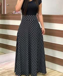 New Fashion Women manica corta stampa floreale Slim stile lungo vita alta abito monopezzo abbigliamento per donna abito lungo Casual - Product Image 5