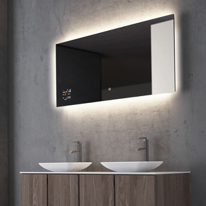 1200*600mm Contrôle Wi-Fi Intelligent Chauffage <span class=keywords><strong>Miroir</strong></span> Avec Lumière LED Affichage Météo Écran Tactile - Product Image 1