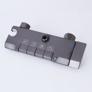 Ensemble <span class=keywords><strong>de</strong></span> douche mural moderne en laiton et acier inoxydable avec robinet mitigeur à bouton <span class=keywords><strong>piano</strong></span>, pommeau <span class=keywords><strong>de</strong></span> douche pluie et jet pulvérisateur - Product Image 6