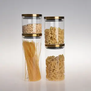 Vaso di stoccaggio contenitori di vetro per alimenti caramelle da cucina vaso per alimenti in vetro borosilicato alto con coperchio a tenuta d'aria