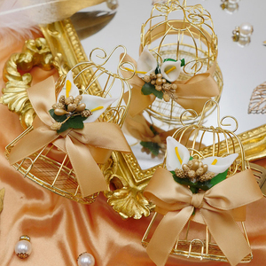 Metal altın teneke kuş kafesi şeker kutuları düğün iyilik hediye lehine hediye kutusu romantik düğün dövme şeker kutusu - Product Image 1