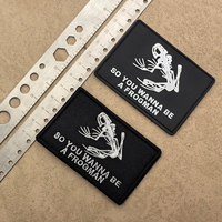 Patch brodé tactique PVC 'So You Wanna Be a Frogman' motif crâne d'animal squelette de grenouille avec fixation auto-agrippante pour manteau, sac, chapeau, DIY