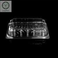 Boîte d'emballage pliable en PET transparent de qualité alimentaire pour pain, fruits, hamburgers - Marque Leap Pack avec impression en relief