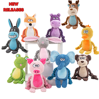 Nouveau jouet interactif pour animaux de compagnie en peluche sonore avec corde en coton, motifs renard, grenouille, cochon, chien, pour entraînement et jeu de tirette, jouets à mâcher couineurs pour animaux de compagnie, vente chaude au détail