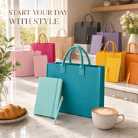 Ensemble cadeau créatif : Sacs en feutre macaron aux couleurs bonbon, carnet A5, stylet et stylo métallique