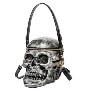 Bolso de noche con diseño de calavera divertido para mujer, bolso de mano con cremallera y cadena extraíble para Halloween, noche de conciertos - Product Image 5