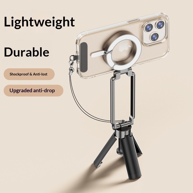 Strong Aluminum Alloy Magnetic Phone Stand Handheld Live Streaming Shooting Tripod Carabiner Hook Portable Outdoor Vlog