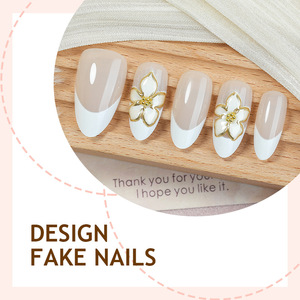 30 pièces en stock – <span class=keywords><strong>Ongles</strong></span> à presser de luxe en forme d'amande, motif fleur de rose 3D, strass, feuille d'or – <span class=keywords><strong>Faux</strong></span> <span class=keywords><strong>ongles</strong></span> haut de gamme pour l'<span class=keywords><strong>hiver</strong></span> - Product Image 3