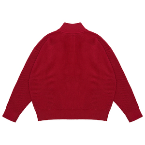 Áo len nhà sản xuất biểu tượng Tùy chỉnh cao cổ dày gân mùa đông Hàng dệt kim Len nylon Zip Up Brown cardigan Áo len người đàn ông - Product Image 2