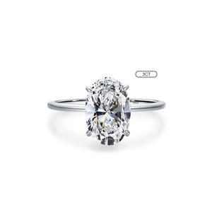 Ensemble de bijoux de mariage classique SPJ bagues de fiançailles Solitaire taille ovale Zircon 925 en <span class=keywords><strong>argent</strong></span> Sterling bagues de fiançailles Carat personnalisées - Product Image 5
