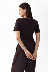 Haut de maternité en jersey drapé pour la <span class=keywords><strong>grossesse</strong></span> et l'allaitement, à manches courtes, asymétrique, col rond, style t-shirt - Product Image 3