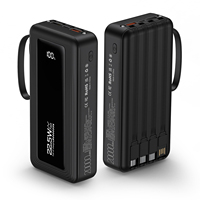 Chargeur portable HYTO avec câbles intégrés, fin, 20000mAh, charge rapide 22.5W, batterie externe USB C, affichage LED, 6 sorties