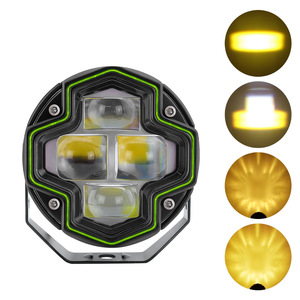 Phare LED Angel Eye à quatre lentilles pour moto, bicolore jaune et blanc, éclairage extérieur modifié pour tout-terrain - Product Image 3