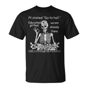 T-shirt pour femme Nurse Dark Humor Skull Pt Stated, noir, grande taille - Product Image 1