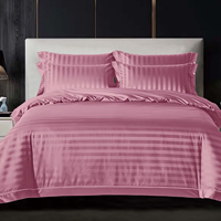 Ensemble de literie de housse de couette à rayures tissées en polyester d'usine