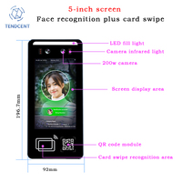 Tendcent Reconnaissance faciale Système d'horloge WiFi Bluetooth QR Code Scanner de carte NFC Android 11 OEM ODM Logo personnalisé Support SDK