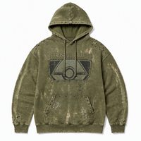 Sweat à capuche OEM pour homme, épais, délavé à l'acide, effet vieilli, vintage, avec impression numérique personnalisée, style streetwear rétro cool, coupe oversize, avec rivets